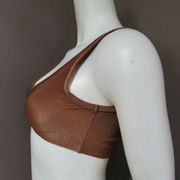 WeWoreWhat Women's Ribbed V-Neck Sports Bra  X-Small - Picture 3 of 11